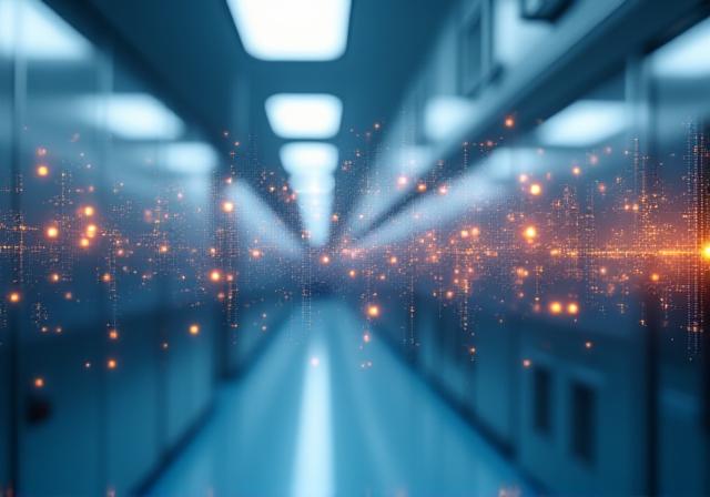 Abstract visualization of clean data nodes and professional laboratory environment in Canada